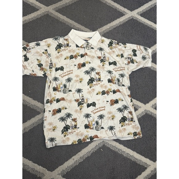 Big Dogs Other - Big Dogs Polo Shirt Mens Medium Short Sleeve 5 O'clock Somewhere‎ Beach Drink